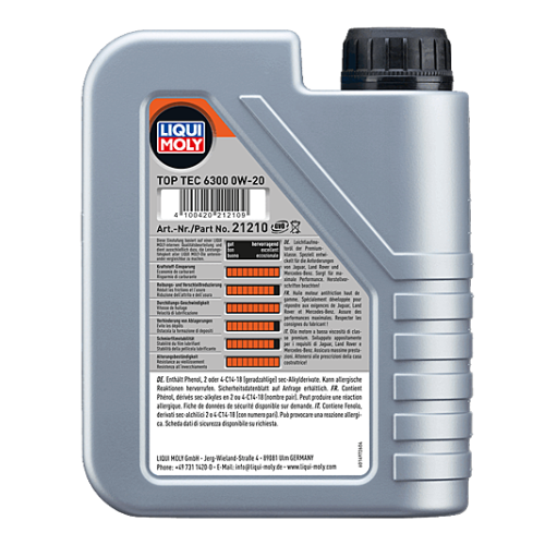 Motor&ouml;l LIQUI MOLY 21210 Top Tec 6300 0W-20 Kanister Motor oil 1 Liter