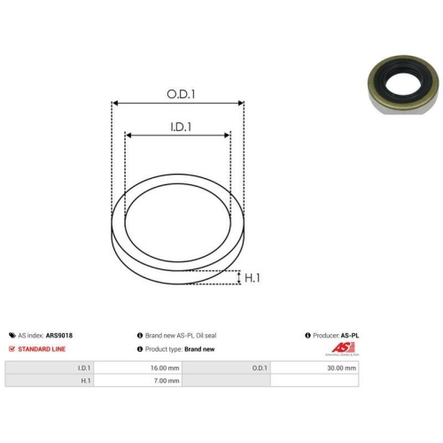 AS-PL Reparatursatz, Generator AS ARS9018