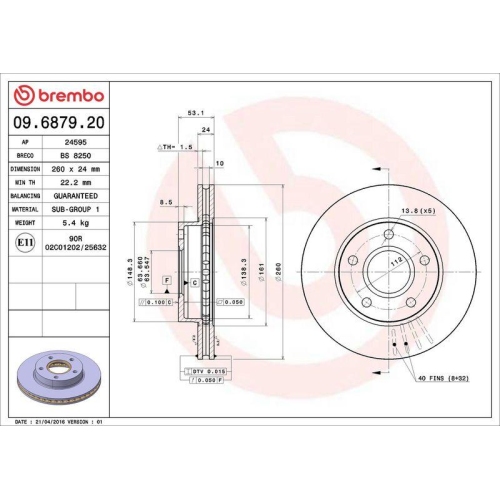 BREMBO Bremsscheibe PRIME LINE 09.6879.20