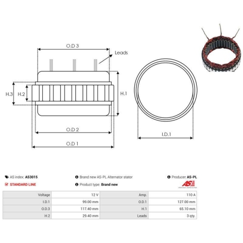 AS-PL Stator, Generator AS AS3015