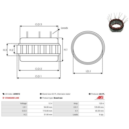 AS-PL Stator, Generator AS AS9012