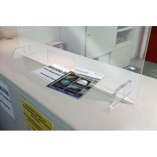 Hygieneschutzwand gro&szlig; 1000 x 200 x 1000 f&uuml;nf Millimeter starkem Acrylglas