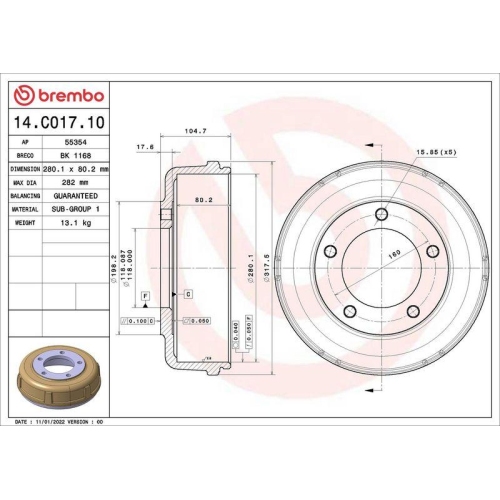BREMBO Bremstrommel ESSENTIAL LINE 14.C017.10