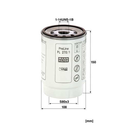MANN-FILTER Kraftstofffilter PL 270/1 x