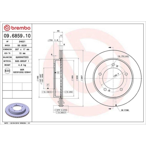 BREMBO Bremsscheibe PRIME LINE 09.6859.10