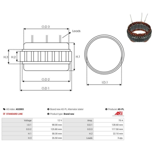 AS-PL Stator, Generator AS AS2003