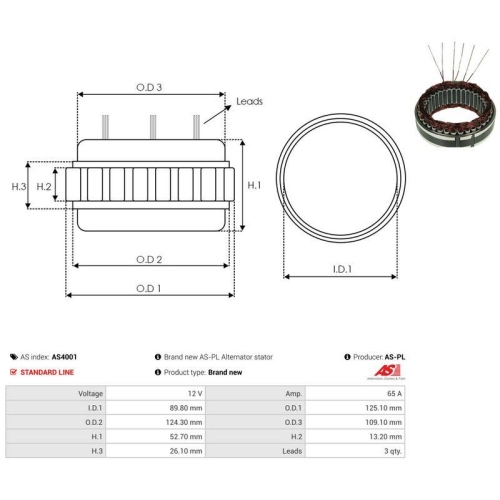 AS-PL Stator, Generator AS AS4001