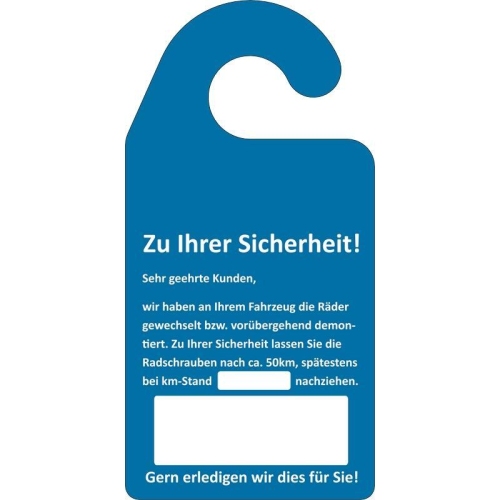 100 Kundendienst-Spiegelanh&auml;nger zur Information Arbeiten n&ouml;tige Pr&uuml;fungen