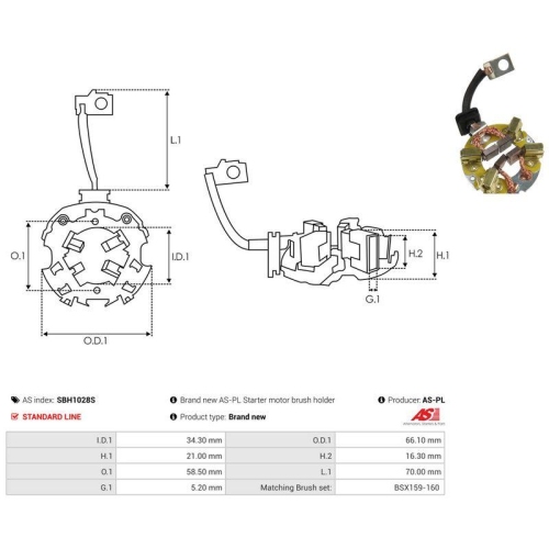 AS-PL Halter, Kohleb&uuml;rsten AS SBH1028S