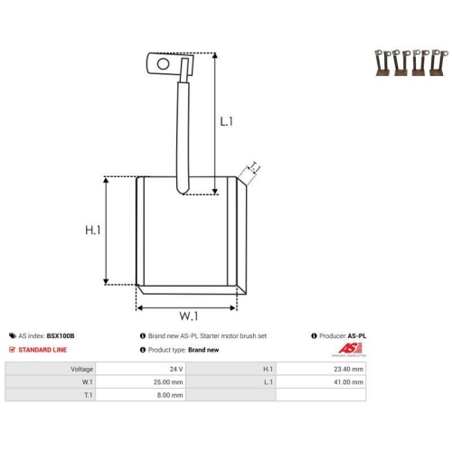 AS-PL Kohleb&uuml;rste, Starter AS BSX100B