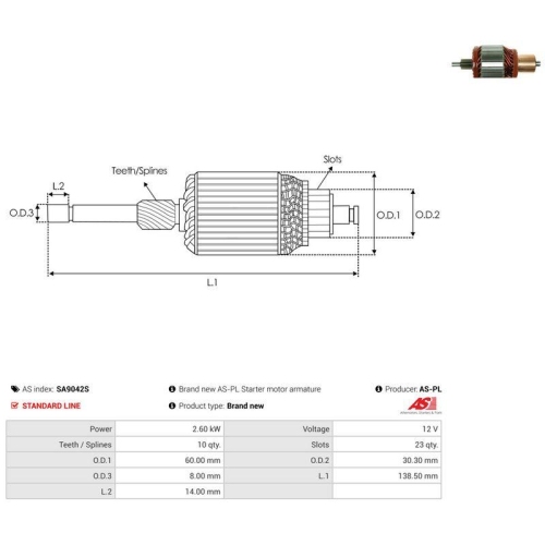 AS-PL Anker, Starter AS SA9042S