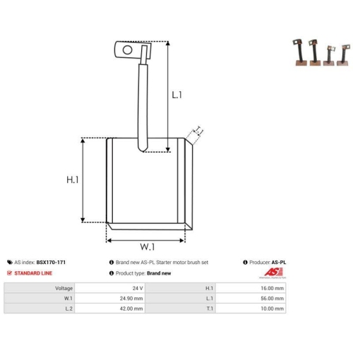 AS-PL Kohleb&uuml;rste, Starter AS BSX170-171