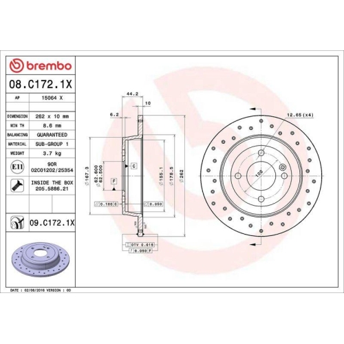 BREMBO Bremsscheibe XTRA LINE - Xtra 08.C172.1X