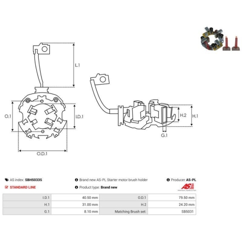 AS-PL Halter, Kohleb&uuml;rsten AS SBH5033S
