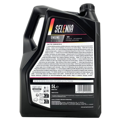 Motor&ouml;l Motoren&ouml;l Selenia WR 5W-40 5 Liter 71189M12EU