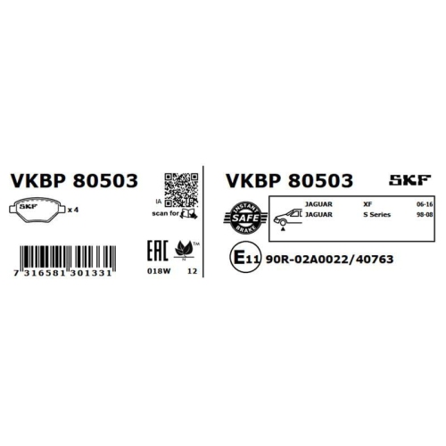 SKF Bremsbelagsatz, Scheibenbremse VKBP 80503