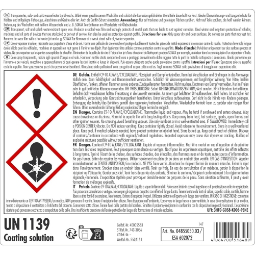 SONAX Spezialkonservierungswachs 5 Liter Sprühwachs spritzwasserfest 04855050