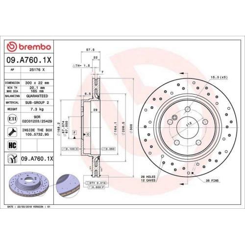 BREMBO Bremsscheibe XTRA LINE - Xtra 09.A760.1X