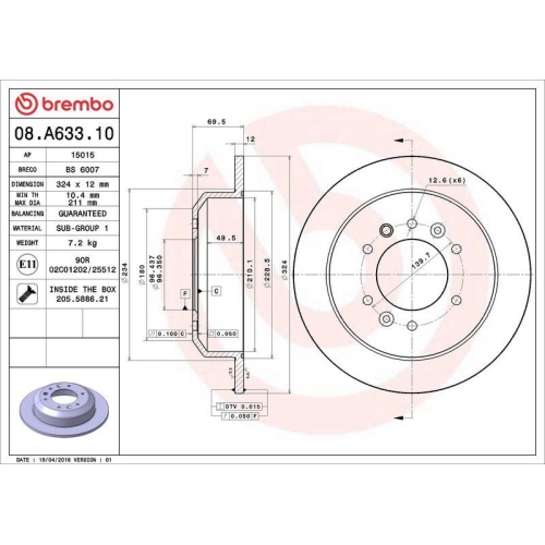 BREMBO Bremsscheibe PRIME LINE 08.A633.10