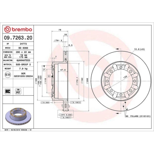 BREMBO Bremsscheibe PRIME LINE 09.7263.20