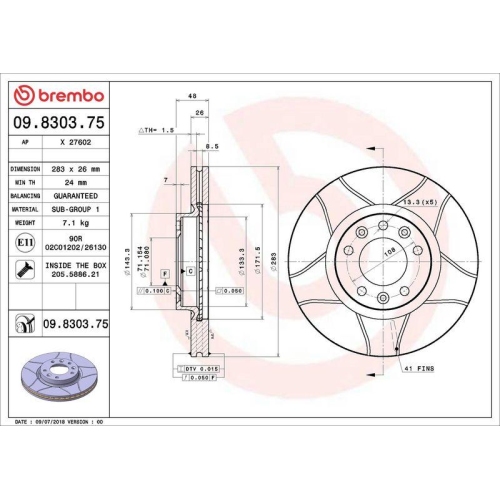 BREMBO Bremsscheibe XTRA LINE - Max 09.8303.75