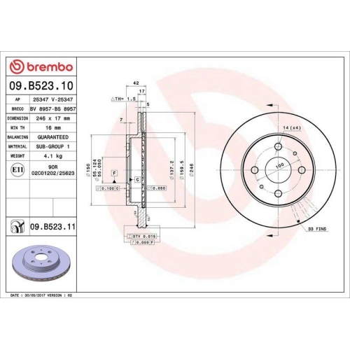 BREMBO Bremsscheibe PRIME LINE 09.B523.10