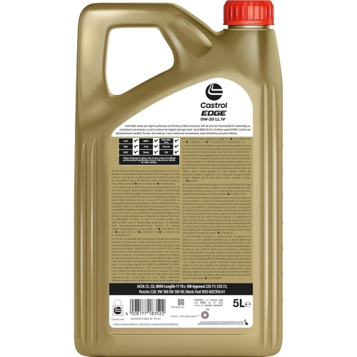 Motoröl Castrol Edge 0W-20 LL IV BMW Ford MB VW Porsche ACEA C5/C6 5Liter 15F615