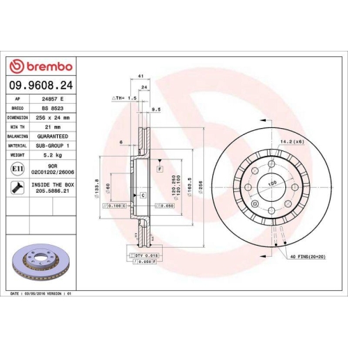 BREMBO Bremsscheibe PRIME LINE 09.9608.24