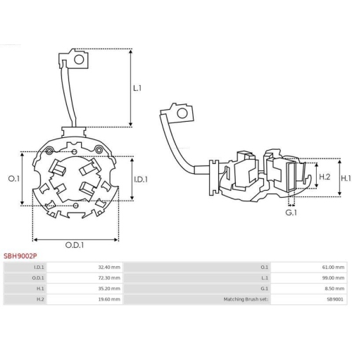 AS-PL Halter, Kohleb&uuml;rsten Brandneu AS-PL SBH9002P