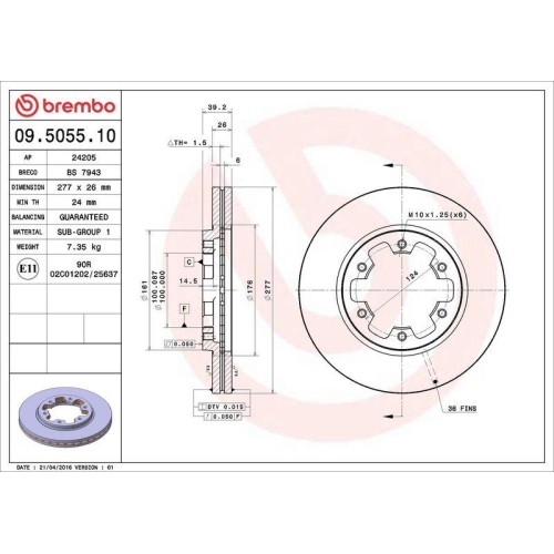 BREMBO Bremsscheibe PRIME LINE 09.5055.10
