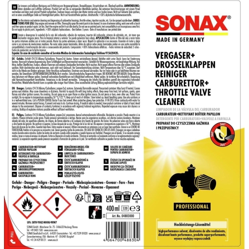 SONAX Vergaser + Drosselklappen Reiniger 400 ml 04883000