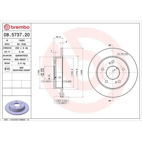 BREMBO Bremsscheibe PRIME LINE 08.5737.20