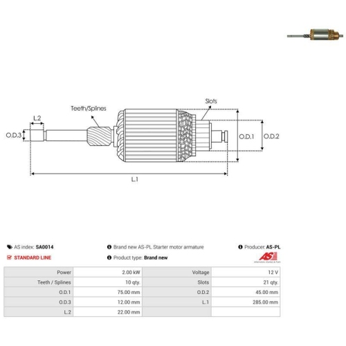 AS-PL Anker, Starter AS SA0014