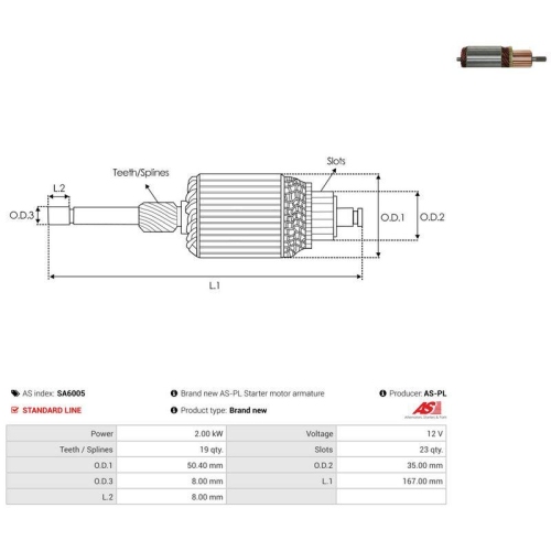AS-PL Anker, Starter AS SA6005
