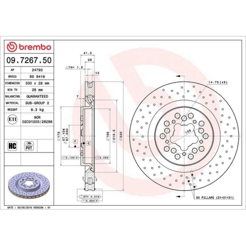 BREMBO Bremsscheibe PRIME LINE 09.7267.50