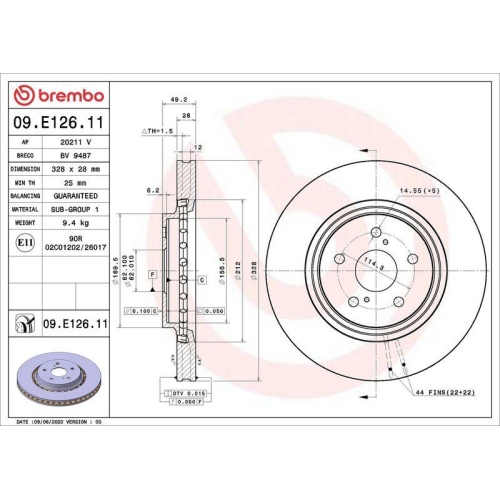 BREMBO Bremsscheibe PRIME LINE - UV Coated 09.E126.11