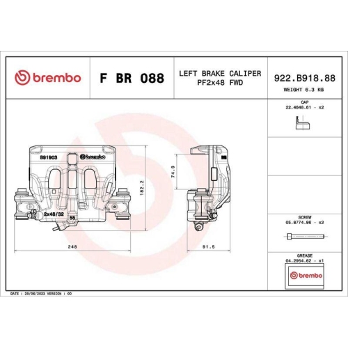 BREMBO Bremssattel PRIME LINE F BR 088
