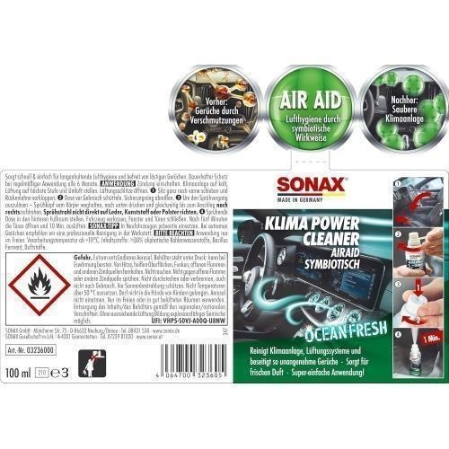 3x SONAX KlimaPowerCleaner AirAid Ocean-Fresh 100 ml 03236000