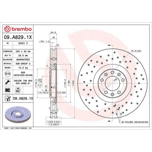 BREMBO Bremsscheibe XTRA LINE - Xtra 09.A829.1X