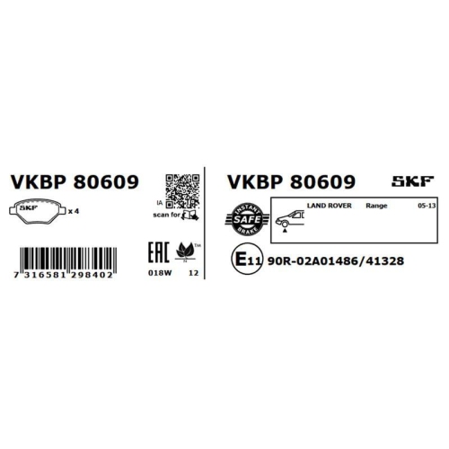 SKF Bremsbelagsatz, Scheibenbremse VKBP 80609