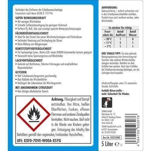 4x Sonax Scheibenfrostschutz gebrauchsfertig Antifrost+Klarsicht 5Liter 03325000