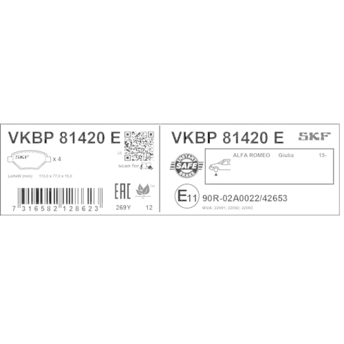 SKF Bremsbelagsatz, Scheibenbremse VKBP 81420 E