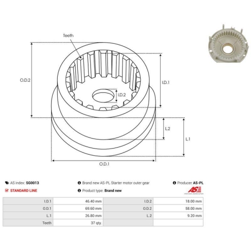 AS-PL Reparatursatz, Starter AS SG0013