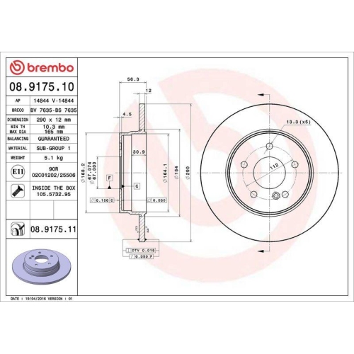 BREMBO Bremsscheibe PRIME LINE - UV Coated 08.9175.11