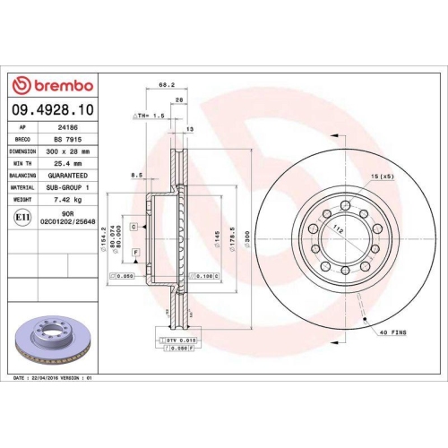 BREMBO Bremsscheibe PRIME LINE 09.4928.10