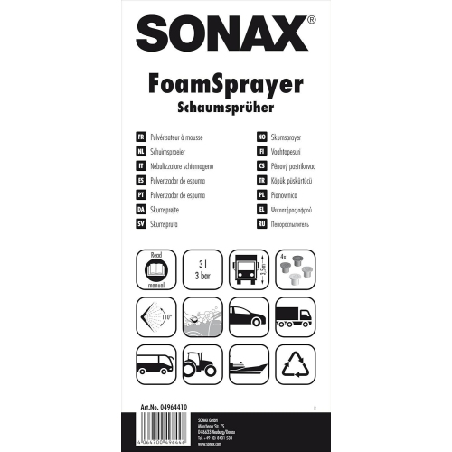 SONAX FoamSprayer, Schaumspr&uuml;her 3 Liter 04964410