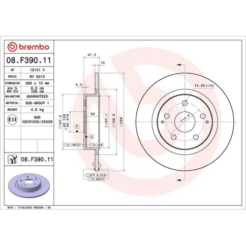 BREMBO Bremsscheibe PRIME LINE - UV Coated 08.F390.11