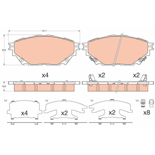 TRW Bremsbelagsatz, Scheibenbremse GDB3611
