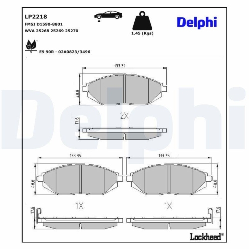 DELPHI Bremsbelagsatz, Scheibenbremse LP2218