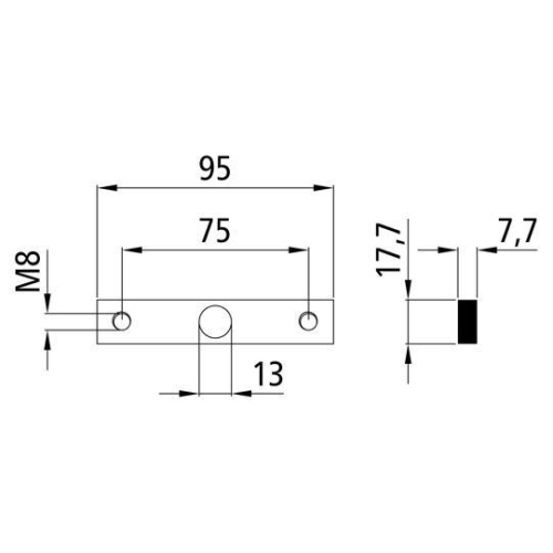 Gewindeplatte, Stahl verzinkt, Lochabstand 75 mm, L&auml;nge 95 mm Suer 101111761